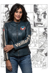 Michel Vaillant Gabrielle royal blue leather jacket for women